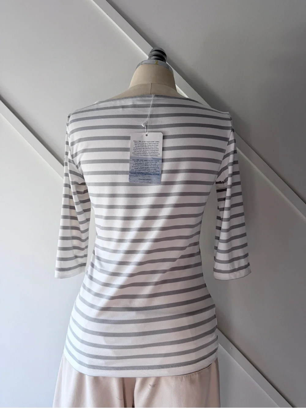 Saint James Breton Stripe Top NWT Size 4 White Grey French Sailor Shirt - Picture 3 of 13
